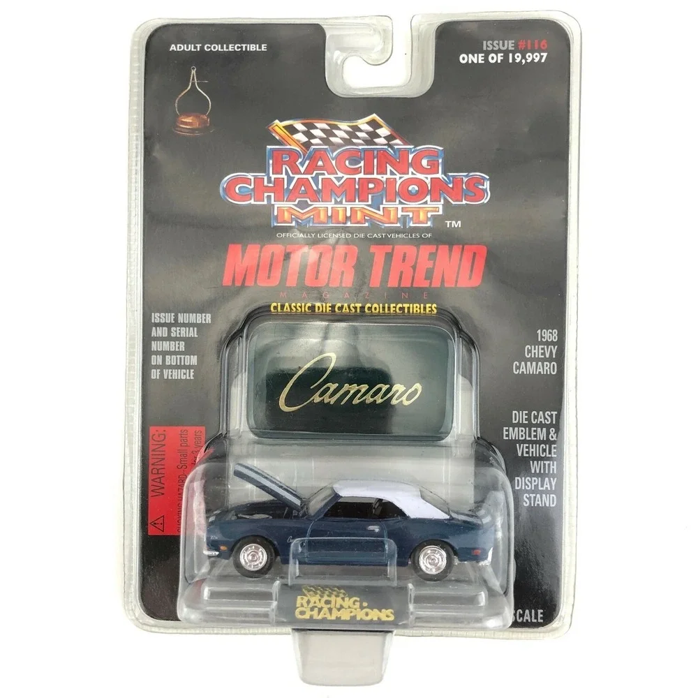 Racing Champions Mint 1968 68 Chevy Chevrolet Camaro Blue Car Diecast 1/56 Scale